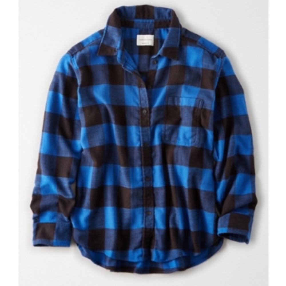 🦅 AEO Amazingly Soft Boyfriend Plaid Button Up